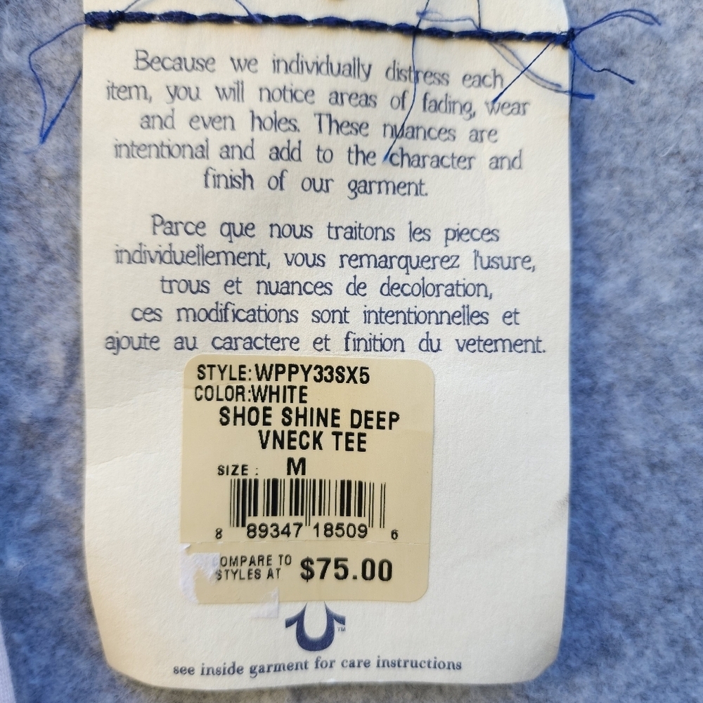 True Religion Crystal Logo Deep Vneck Short Sleeve Tee - Picture 5 of 8